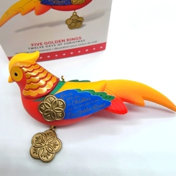 𝅺HALLMARK 12 Days of Christmas Five Golden Rings Pheasant Ornament - Picture 1 of 9